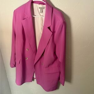 H&M Vibrant Pink Blazer with Gold Buttons